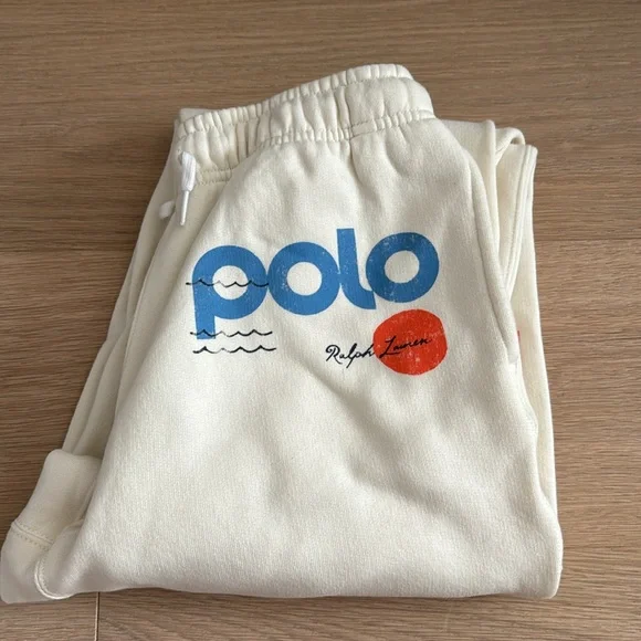 NEW Ralph Lauren sweat pants+Cream+thick Cotton Sz S+ Ocean+NWOT+Polo - Picture 3 of 5
